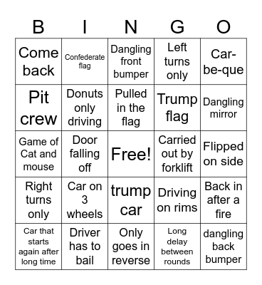 Demo Derby Bingo Card
