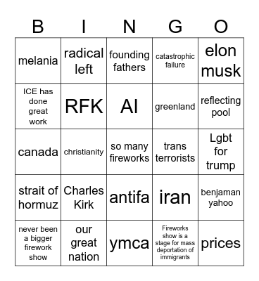 Donald Bingo Card