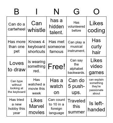Find Someone Who...: Bingo Card