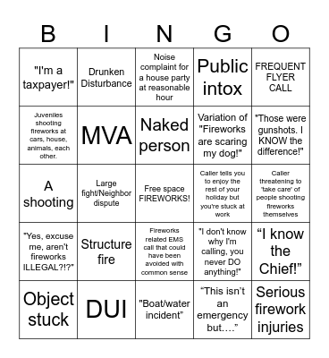 4th of July Police Bingo! Bingo Card