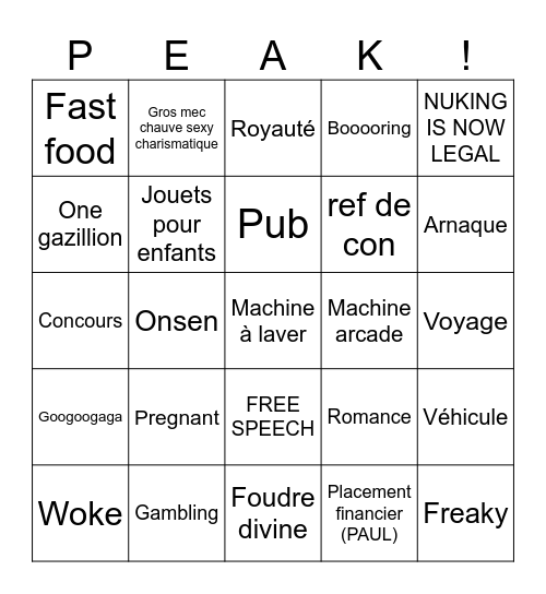 Vending machine 3 Bingo Card