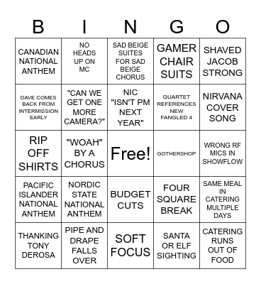 BARBERSHOP 2027 BINGO Card