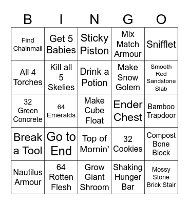 MINECRAFT BINGO 18.0 Bingo Card