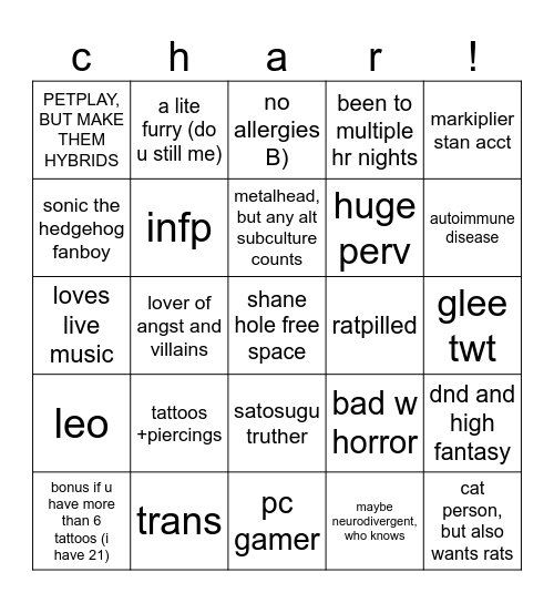 charlie bingo Card