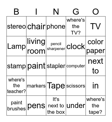rainbow C Bingo Card