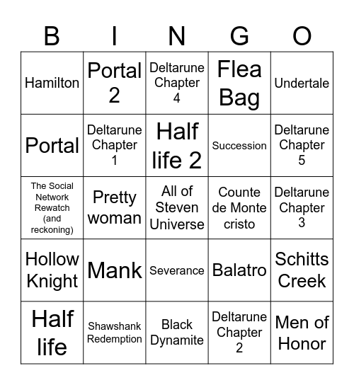 2026 Media Bingo Card