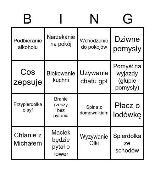Maciek Bingo Card