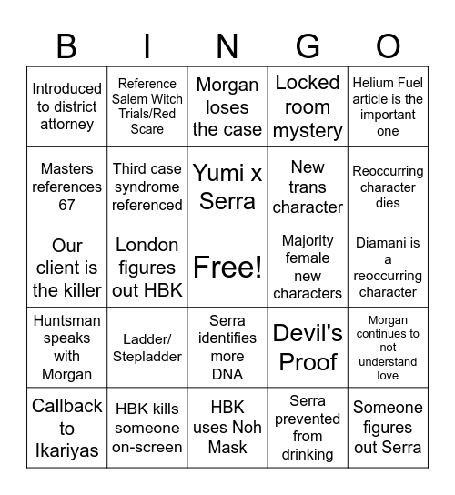 otD Episode 3 Bingo Card