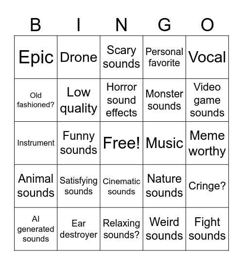 sound bingo Card