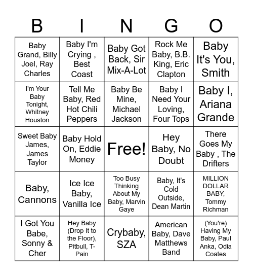 Baby Bingo Card