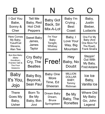 Baby Bingo Card
