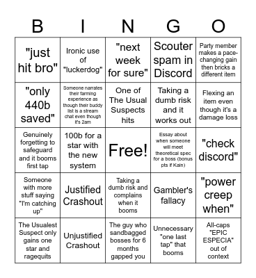Maplestory SSF Bingo Card