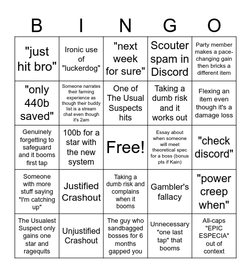 Maplestory SSF Bingo Card