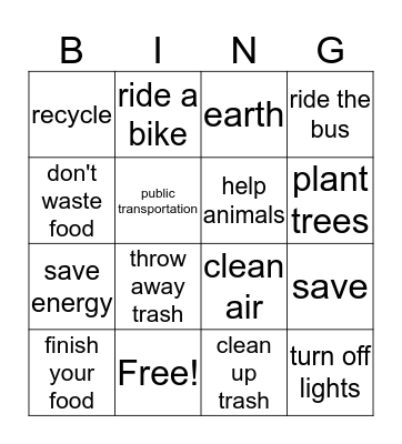 How to Help The Earth Bingo Card