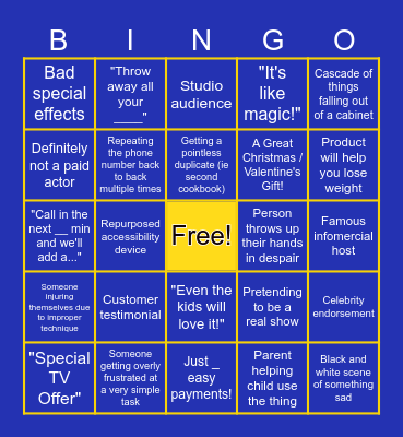 Infomercial Bingo Card