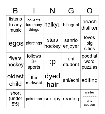 cae bingo yay Bingo Card