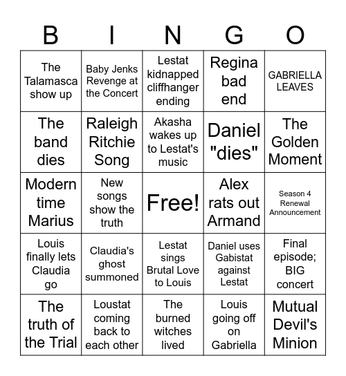 Final Two Episodes Bingo Card