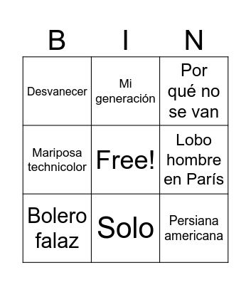 EL RINCÓN DE FUSCA Bingo Card