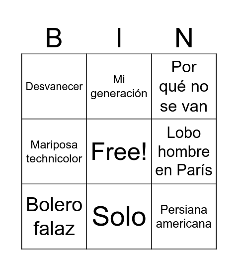 EL RINCÓN DE FUSCA Bingo Card
