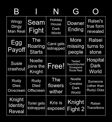 Deltarune Chapter 6 Bingo (Pre-Teaser) Bingo Card