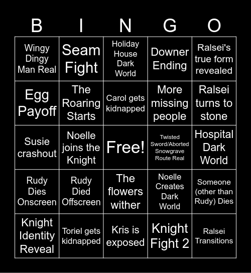 Deltarune Chapter 6 Bingo (Pre-Teaser) Bingo Card