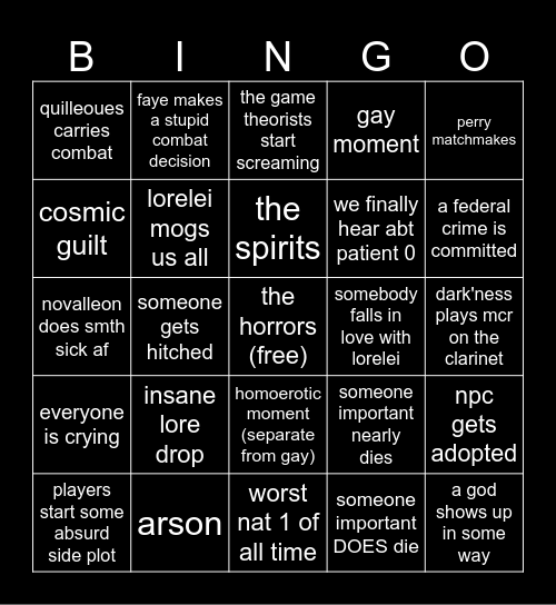 sunlit shadows Bingo Card