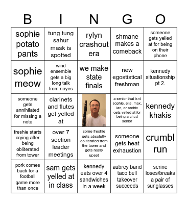 band bingo card Bingo Card