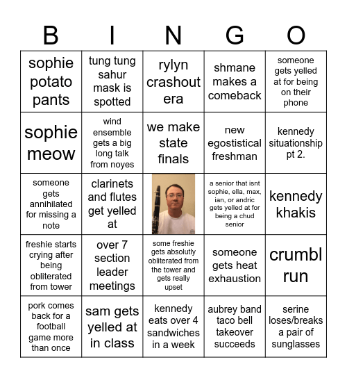 band bingo card Bingo Card