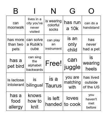 Angela & Jacob's Anniversary Bingo Card