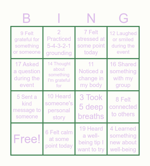Radian mind Bingo Card