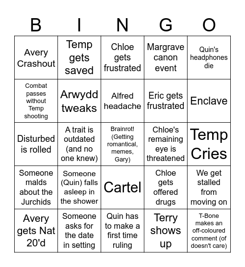 Fallout Bingo Card