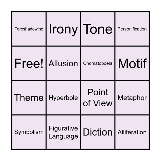 Decode the Text: Literary Bingo Game Bingo Card