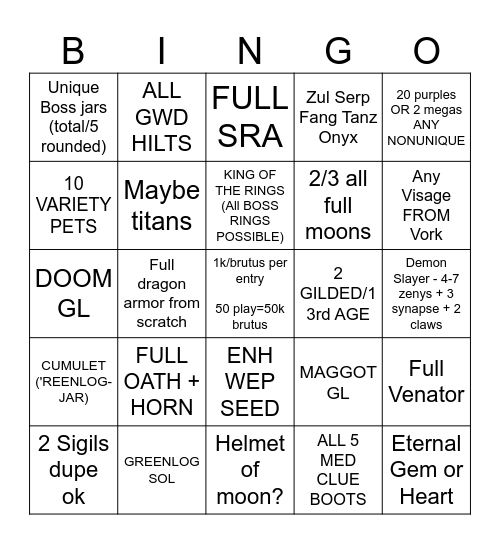New Moon HCB2.0 Bingo Card