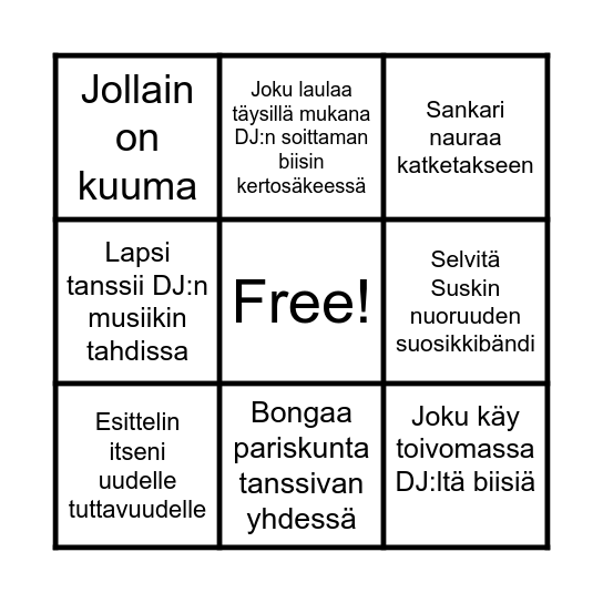 Suski 50v. Bingo Card