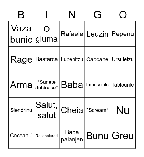 Bingo Marius Bingo Card