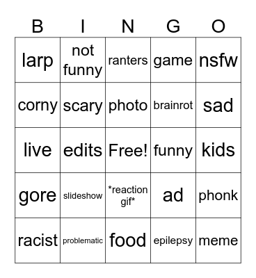 tiktok bingo Card