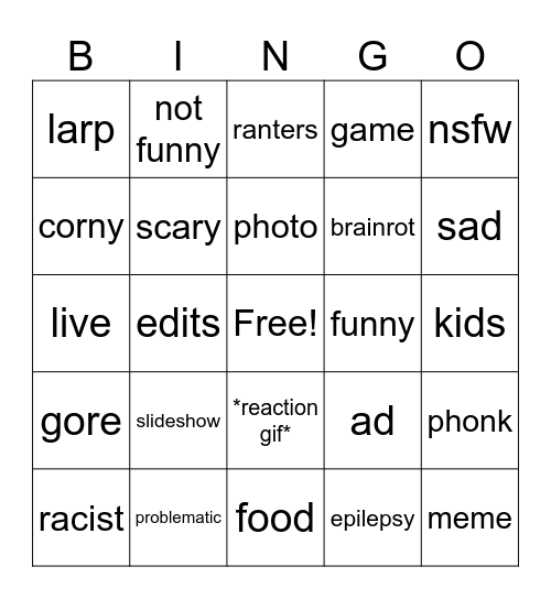 tiktok bingo Card