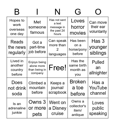 Someone who... Bingo Card