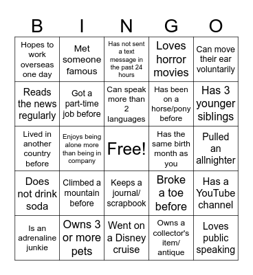 Someone who... Bingo Card