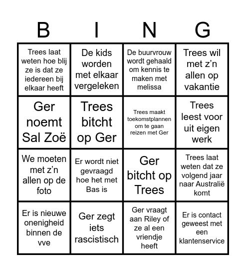 Sunday brunch Bingo Card