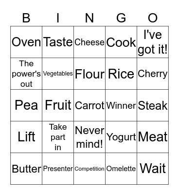 JUNIOR COOKS Bingo Card