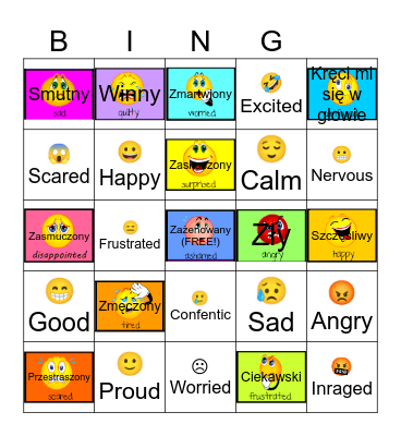 Emotions Bingo Card