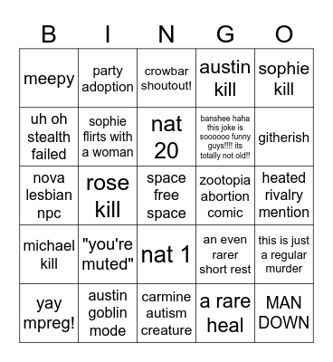 crowbar crew Bingo Card