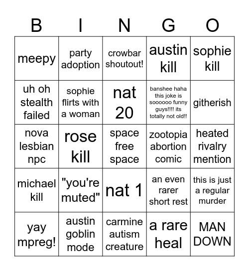 crowbar crew Bingo Card