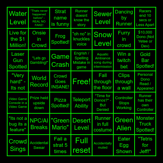 SGDQ 2026 Bingo Card