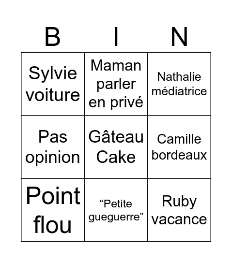 Vacance royan Bingo Card
