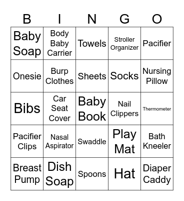 Baby Gift Bingo Card
