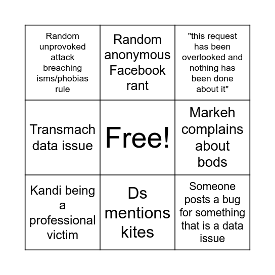 BUSTIMES BINGO Card