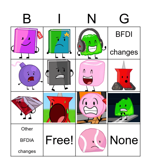 BFDIA changes bingo! Bingo Card