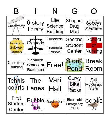YORK SHAD BINGO Card